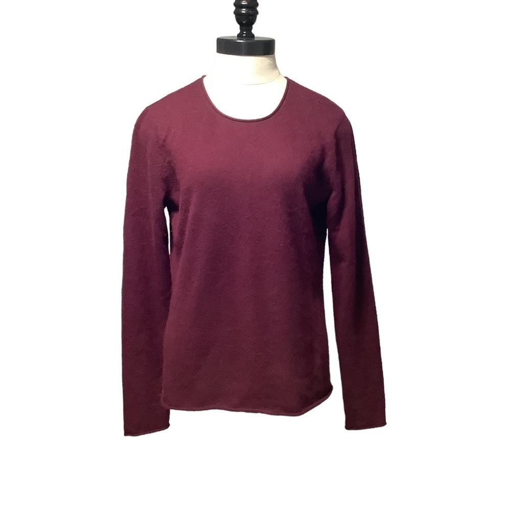 FENN WRIGHT MANSON Merlot 2-Ply Cashmere Scoop Neck Rolled Edge Sweater Size L